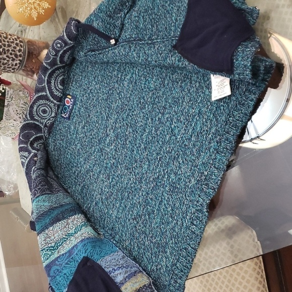 Kooi LAMBSWOOL CHUNKY ZIP UP MULTICOLOR SWEATER JACKET - Picture 8 of 15